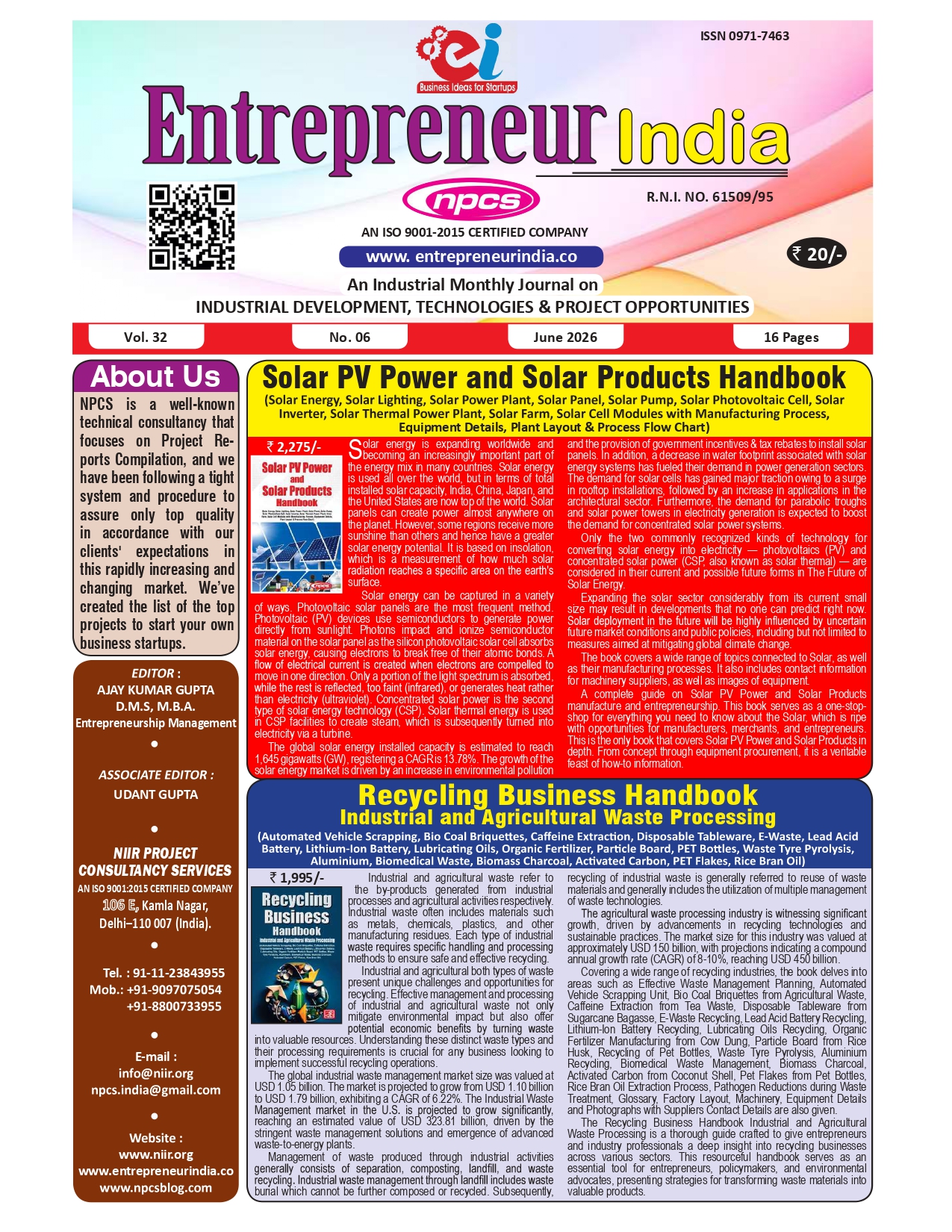 June 2026 Entrepreneur India Monthly Magazine